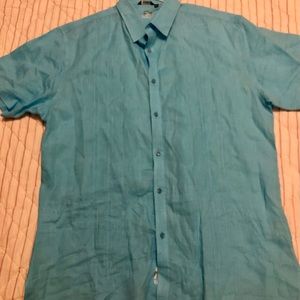 Men’s Bohio 100% linen shirt XL. Turquoise